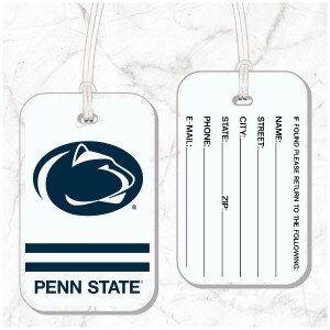 bag tag with Penn State under Athletic Logo on front, contact info on back